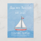 Cute Baby shower Ship Ahoy QR Code Cadeau Registry Uitnodiging Briefkaart (Voorkant)