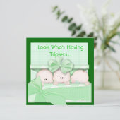CUTE BABY SHOWER VOOR TRIPLETS-INVITATIE KAART (Staand voorkant)