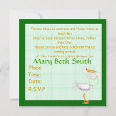 CUTE BABY SHOWER VOOR TRIPLETS-INVITATIE KAART (Achterkant)