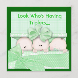 CUTE BABY SHOWER VOOR TRIPLETS-INVITATIE KAART