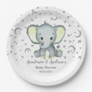 Cute Baby shower Yellow Elephant Papieren Bordje