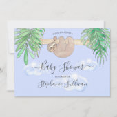 Cute Baby Sloth Blue Baby shower Kaart (Voorkant)