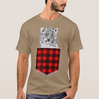 Cute Baby Snow Leopard Animal Peeking Out Of Pocke T-shirt