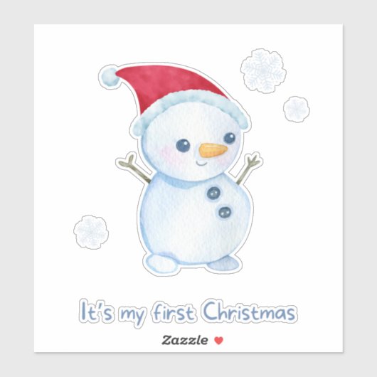 Cute Baby Snowman First Christmas Sticker (Vel)