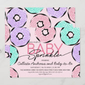 Cute Baby Sprinkle Roze Groene Paarse Donuts Showe Kaart (Voorkant / Achterkant)
