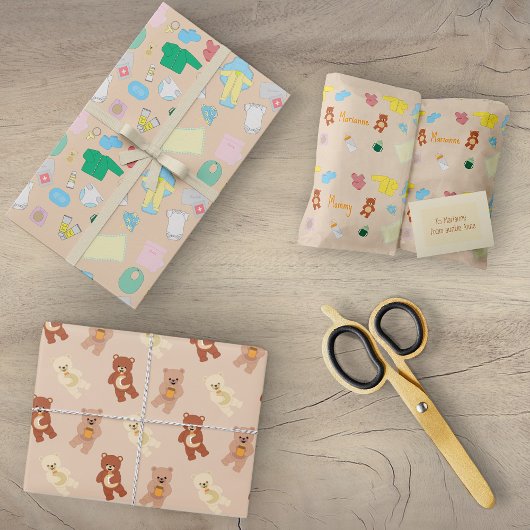 Cute Baby Spullen/Knuffelbeertjes Inpakpapier Vell Vel