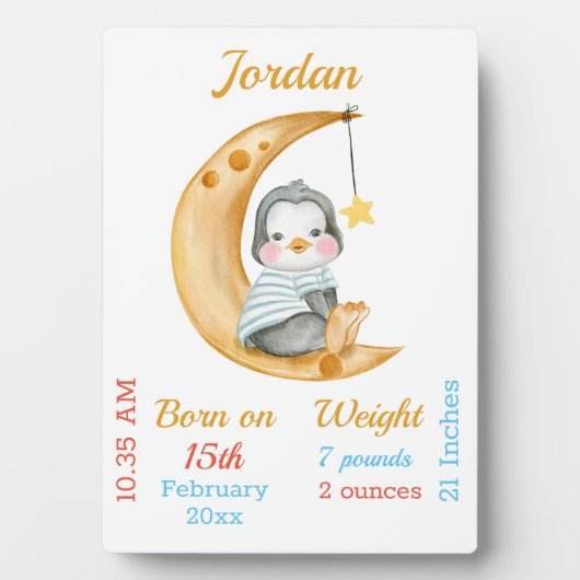 Cute Baby Stats Penguin Moon Fotoplaat (voorkant)