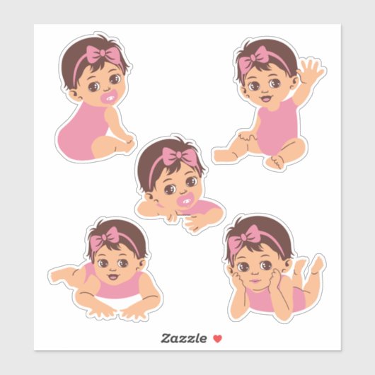 Cute Baby Sticker Vel met Bruin Haar (Vel)