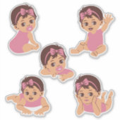 Cute Baby Stickerblad Met Bruin Haar  Sticker (Voorkant)