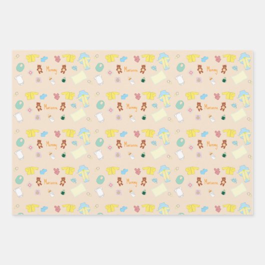 Cute Baby Stuff/Teddy Bears Wrapping Paper Sheets (Voorkant 2)