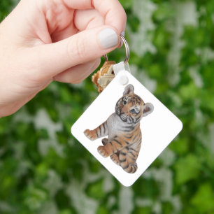 Cute Baby Tiger Cub Sleutelhanger