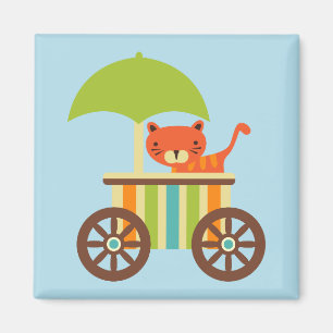 Cute Baby Tiger on Ice Cream Cart Kinder Gifts Magneet