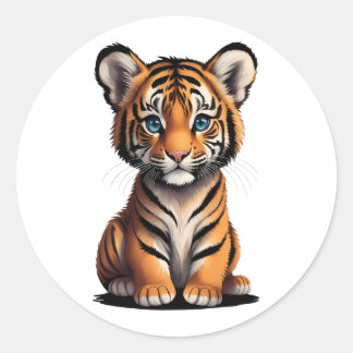 Cute Baby Tiger Ronde Sticker
