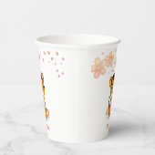 Cute Baby Tiger & Roze Flowers Party Paper Cups Papieren Bekers (Rechts)