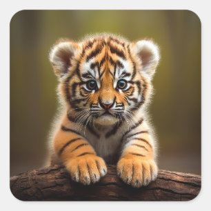 Cute Baby Tiger Vierkante Sticker