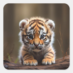 Cute Baby Tiger Vierkante Sticker
