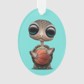 Cute Baby Turtle-play met honkbal Ornament (voorkant)