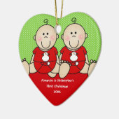 Cute Baby Twin's First Kerstornament Keramisch Ornament (Links)