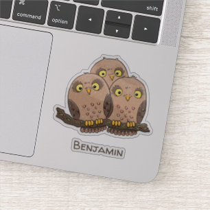 Cute baby uil trio cartoon illustratie sticker