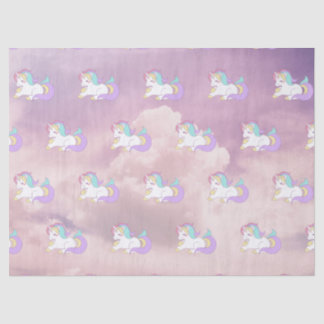 Cute Baby Unicorn Clouds Dream Party Pink/Paars Tissuepapier