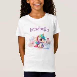Cute Baby Unicorn en Hearts T-shirt