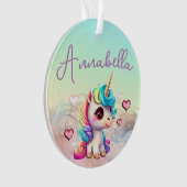 Cute Baby Unicorn et Coeurs sur Rainbow (devant)
