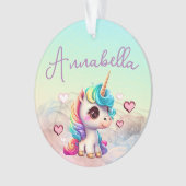Cute Baby Unicorn et Coeurs sur Rainbow (devant)