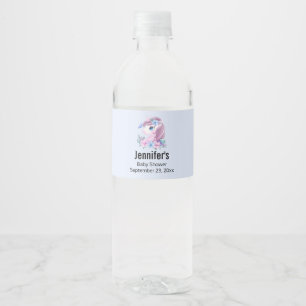 Cute Baby Unicorn met Big Eyes Baby shower Waterfles Etiket