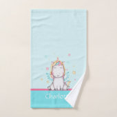 Cute Baby Unicorn Turquoise bleu Personnalisé (Serviette à main)