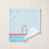 Cute Baby Unicorn Turquoise bleu Personnalisé (Gant de toilette)