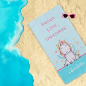 Cute Baby Unicorn Turquoise Serviette de plage per