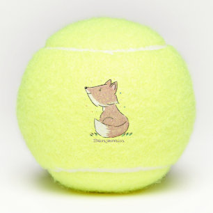 Cute baby vos cartoon illustratie tennisballen