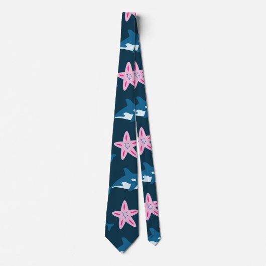 Cute Baby Whale and Starfish Pattern Stropdas (Voorkant)