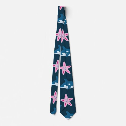 Cute Baby Whale and Starfish Pattern Stropdas (Achterkant)