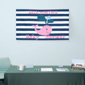 Cute Baby Whale, Navy Blue Stripes-Personalized Spandoek (Beurs)