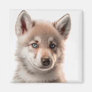 Cute Baby Wolf Portrait Magnet   Verzamelbaar Magneet