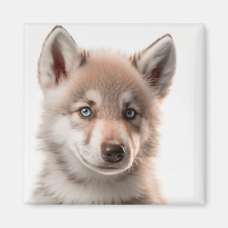 Cute Baby Wolf Portrait Magnet | Verzamelbaar Magneet