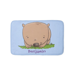 Cute baby wombat cartoon illustratie badmat