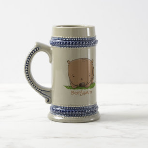 Cute baby wombat cartoon illustratie bierpul