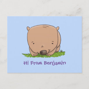 Cute baby wombat cartoon illustratie briefkaart