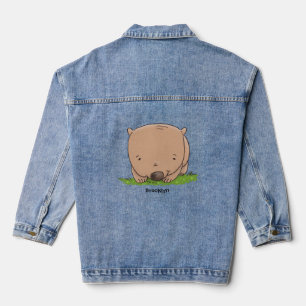 Cute baby wombat cartoon illustratie denim jacket