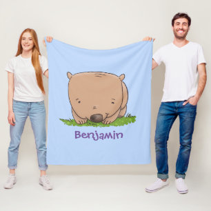 Cute baby wombat cartoon illustratie fleece deken