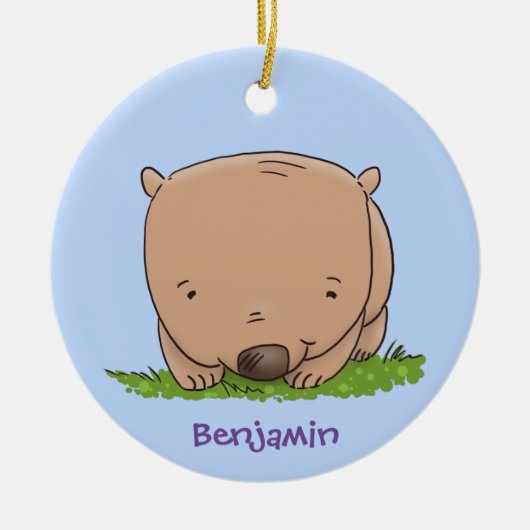 Cute baby wombat cartoon illustratie keramisch ornament (Voorkant)