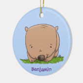 Cute baby wombat cartoon illustratie keramisch ornament (Links)