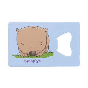 Cute baby wombat cartoon illustratie kredietkaart flessenopener