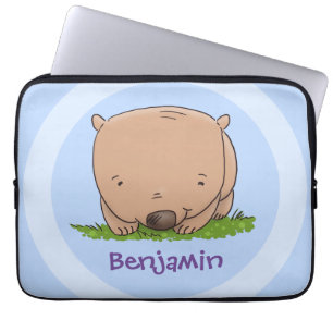 Cute baby wombat cartoon illustratie laptop sleeve