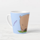 Cute baby wombat cartoon illustratie latte mok (Linkerhoek)