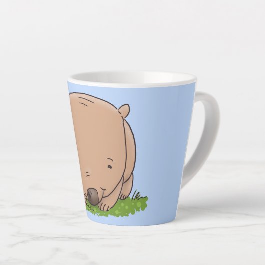 Cute baby wombat cartoon illustratie latte mok (Rechterhoek)