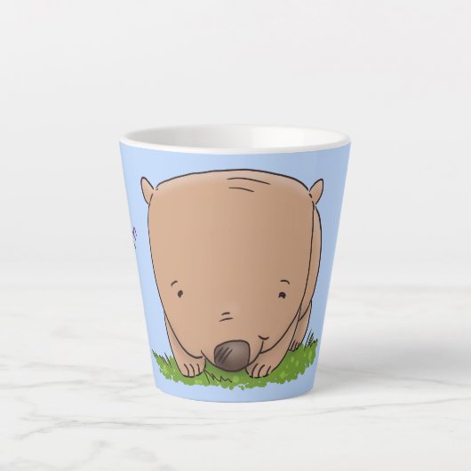 Cute baby wombat cartoon illustratie latte mok (Voorkant)