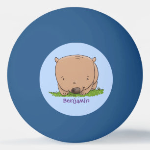 Cute baby wombat cartoon illustratie pingpongballen